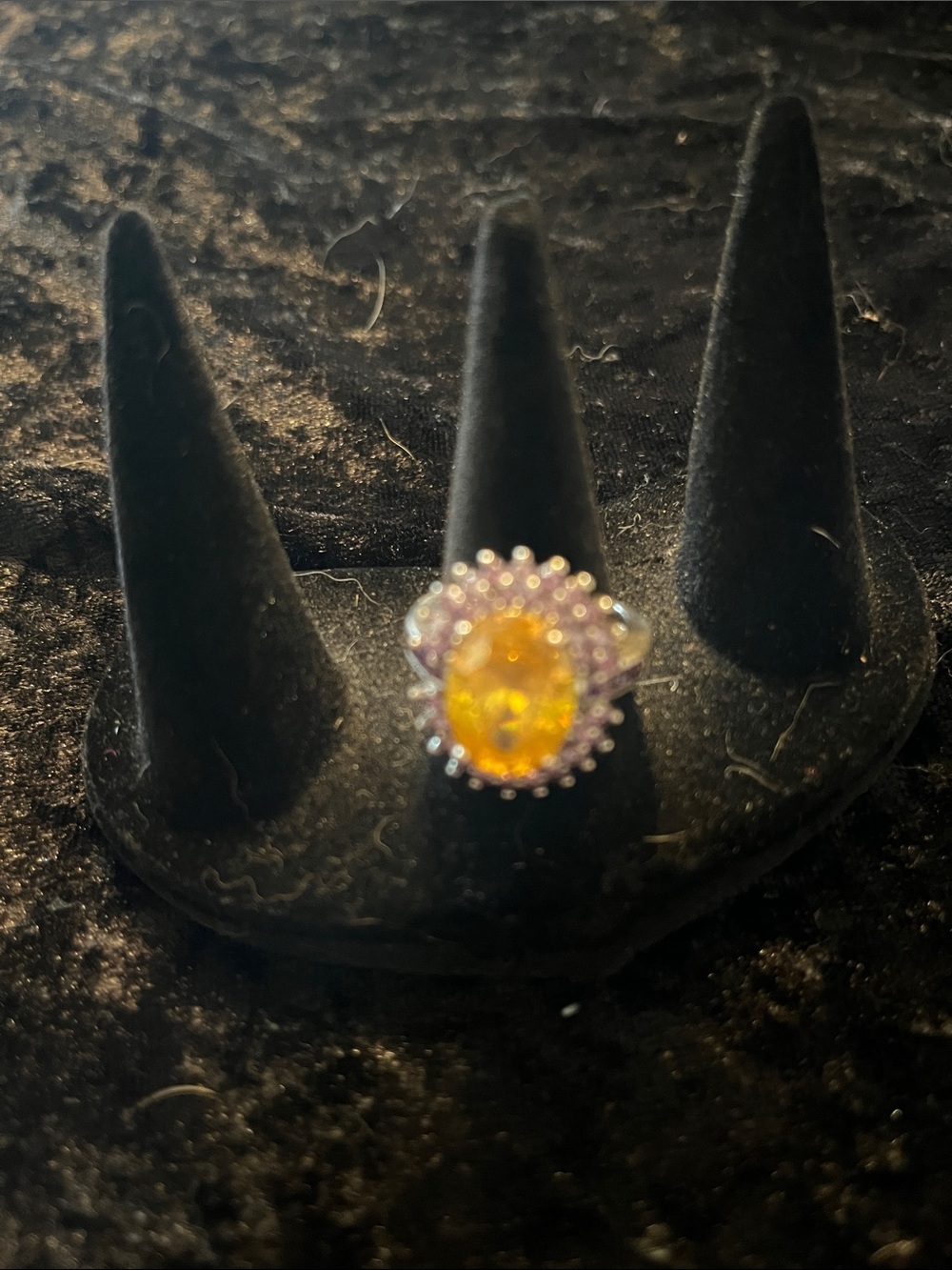 925 Sterling Silver Yellow & Lavender Halo Ring, Size 6.5